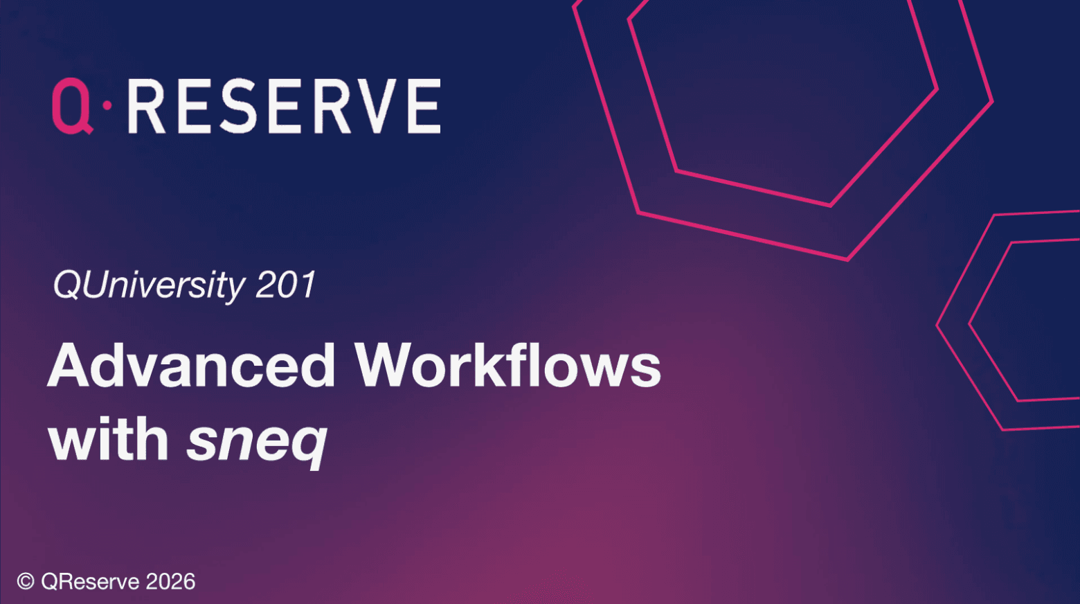 Webinar: Advanced Workflows with sneq