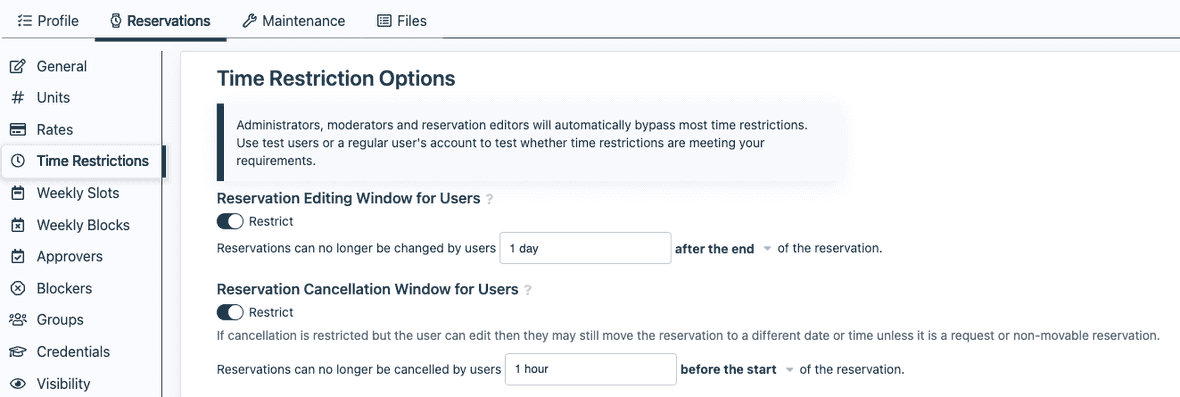 Time Restrictions