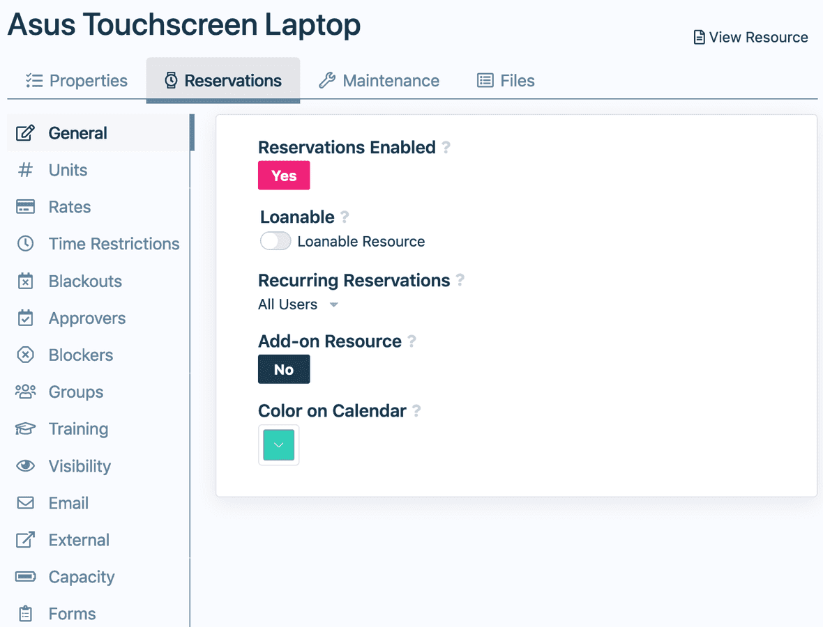 Accessing Reservation Options