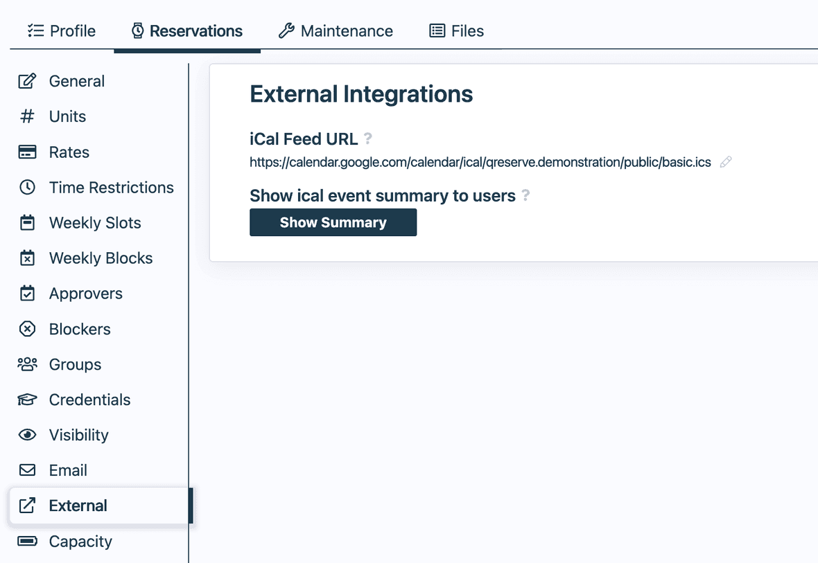 External Calendar Overview
